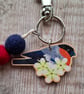 Bullfinch bird bag charm keyring - Image 2