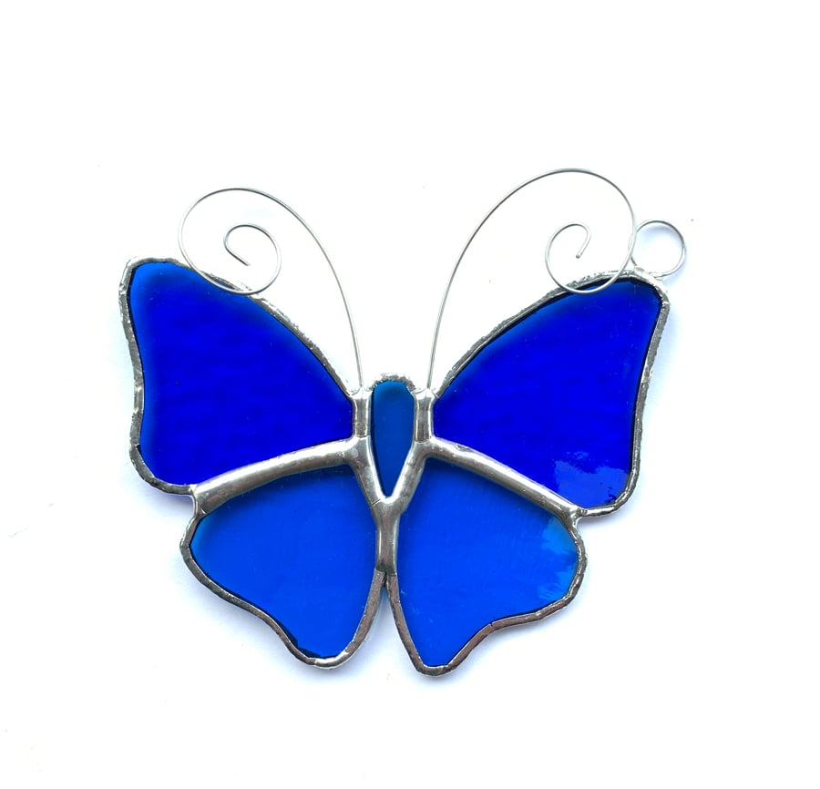 Stained Glass Butterfly Suncatcher - Handmade Decoration - Turquoise