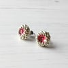 Stud Earrings in Pink and Silver
