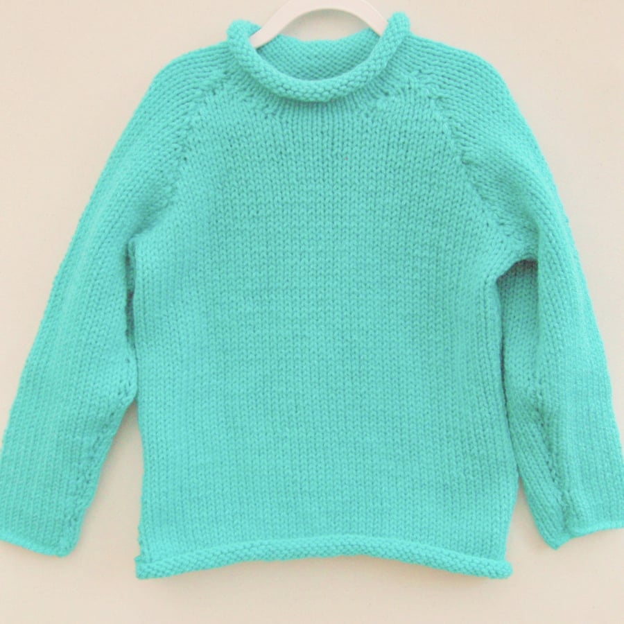 Child's Roll Neck Jumper Hand Knitted in Chunky... - Folksy
