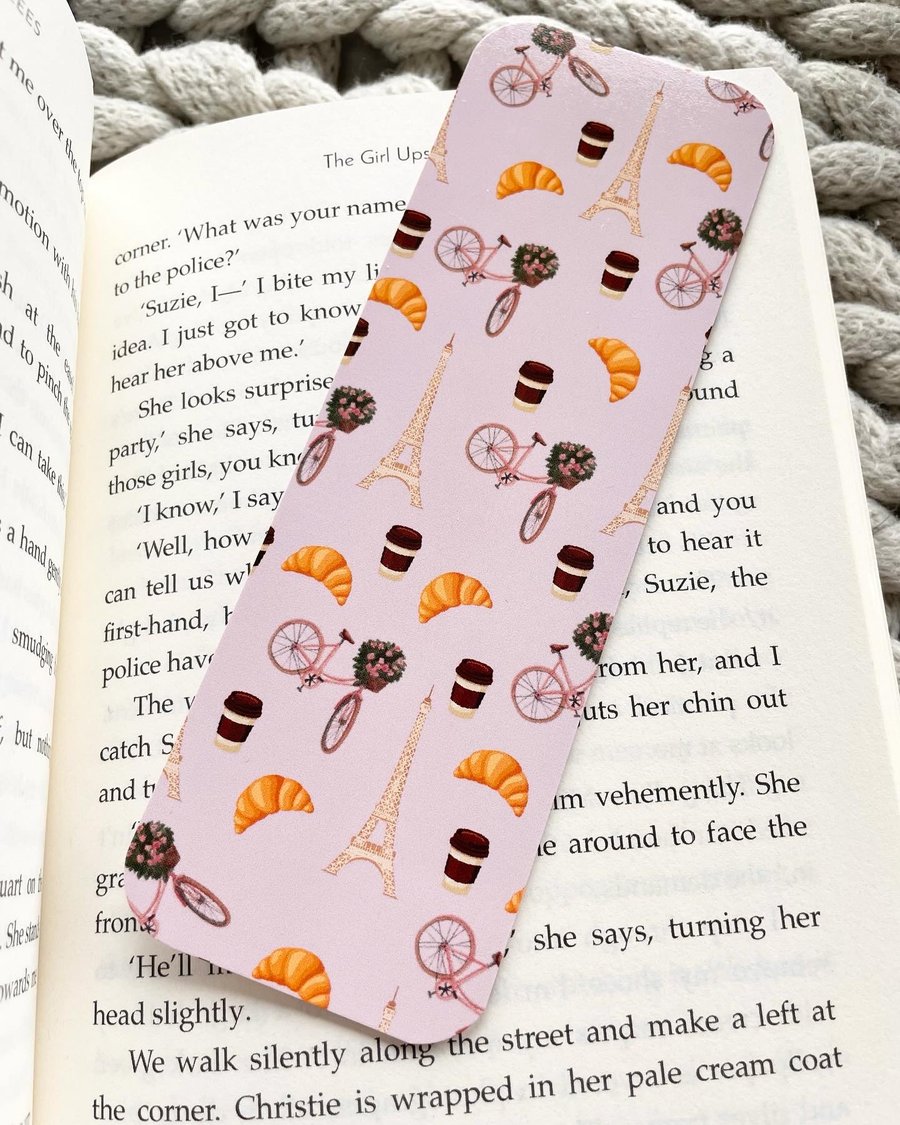 Pink Paris Themed Bookmark, Book Lovers Gift, Travel Bookmark