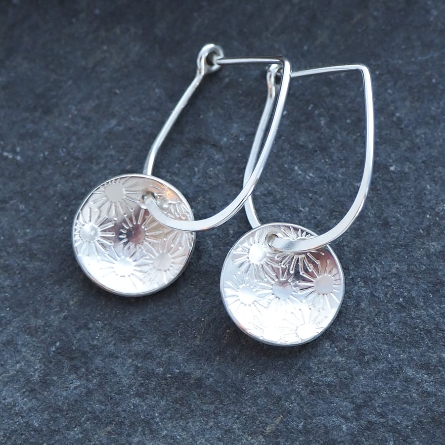 Silver earrings, daisy drop earrings, daisies, wedding jewellery, summer meadow