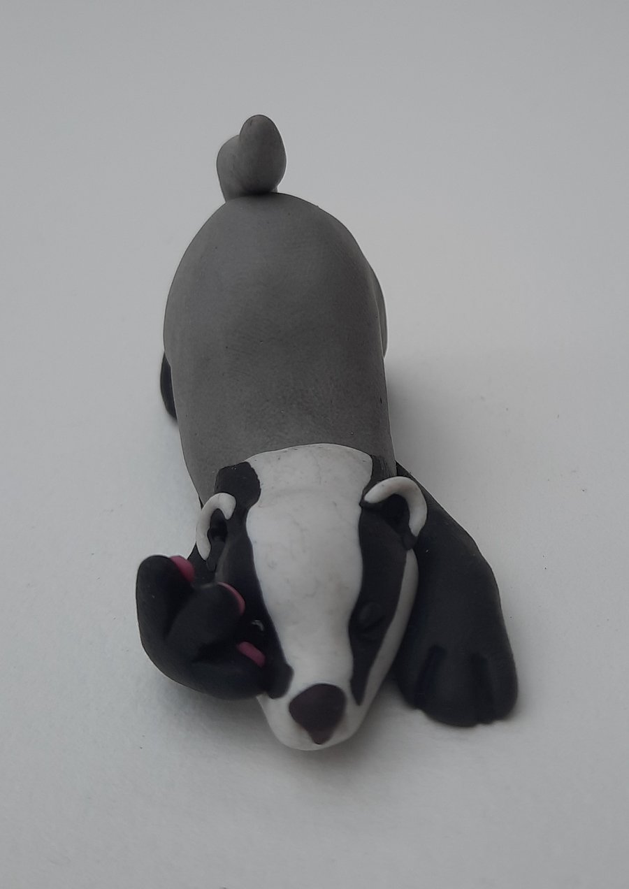 Handmade Polymer clay Badger: AKA Bill