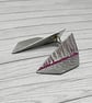 Aluminium Stud Earrings - Lightweight Folded Geometric Shape Hammer Texture Pink - Image 1