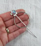 Shawl Pin, Sterling Silver Flower with White Shimmer Dichroic Glass - Image 3
