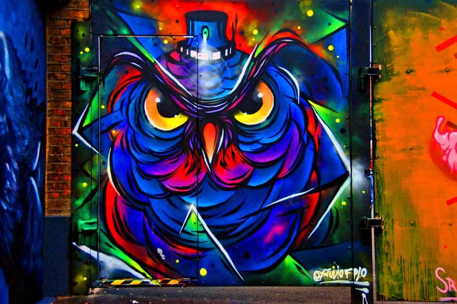 Owl Graffiti Street Art Camden London Photograph Print