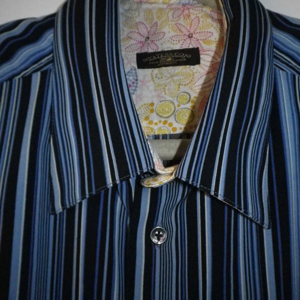 Rich navy stripe modal, contrast yoke, size  M. free shipping