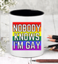 Nobody Knows I'm Gay  - Novelty Funny Gay LGBTQ  Pen  - Pencil Pot