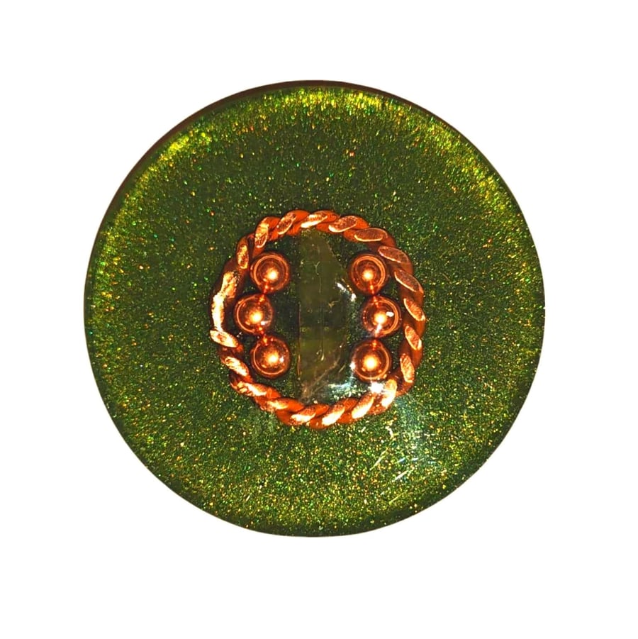 Tensor Ring Pocket Puk, 144mhz, Copper & Quartz, Metallic Green