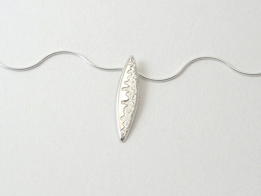 Silver Eclipse Small Pendant, 16" Snake Chain
