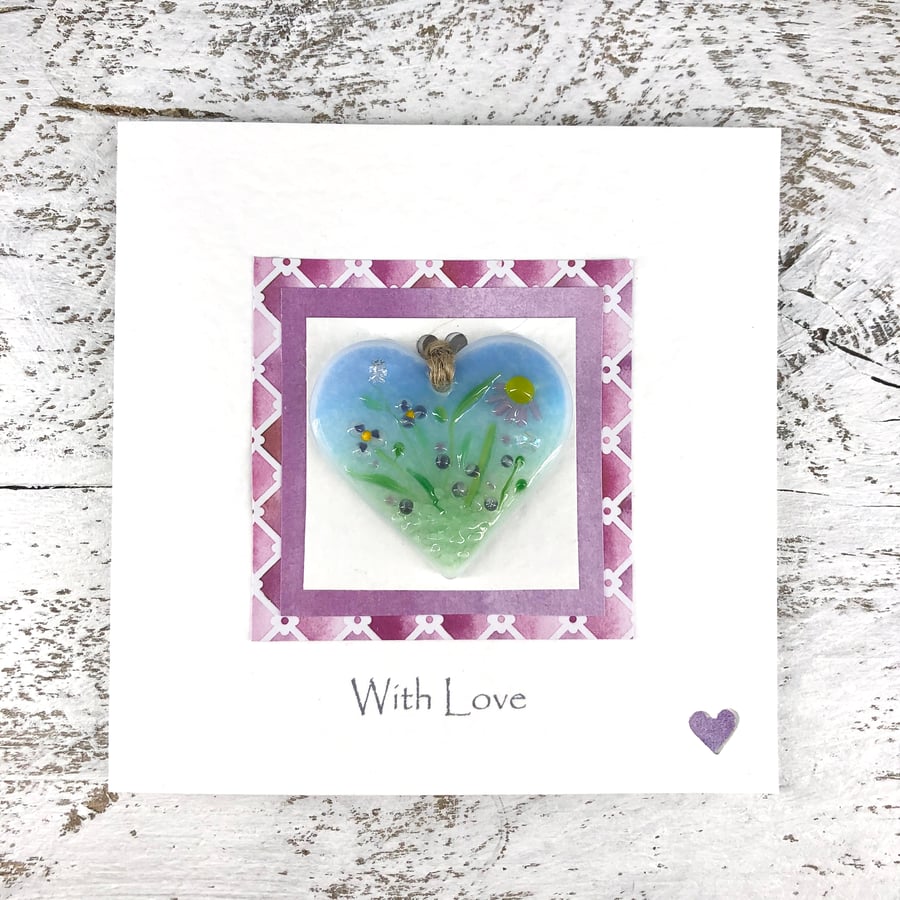 With Love Card with Detachable Glass Meadow Heart