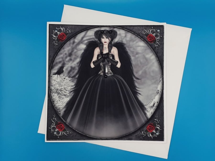 Gothic Christmas card, daughter, Wife, Granddaughter, Sister, handmade