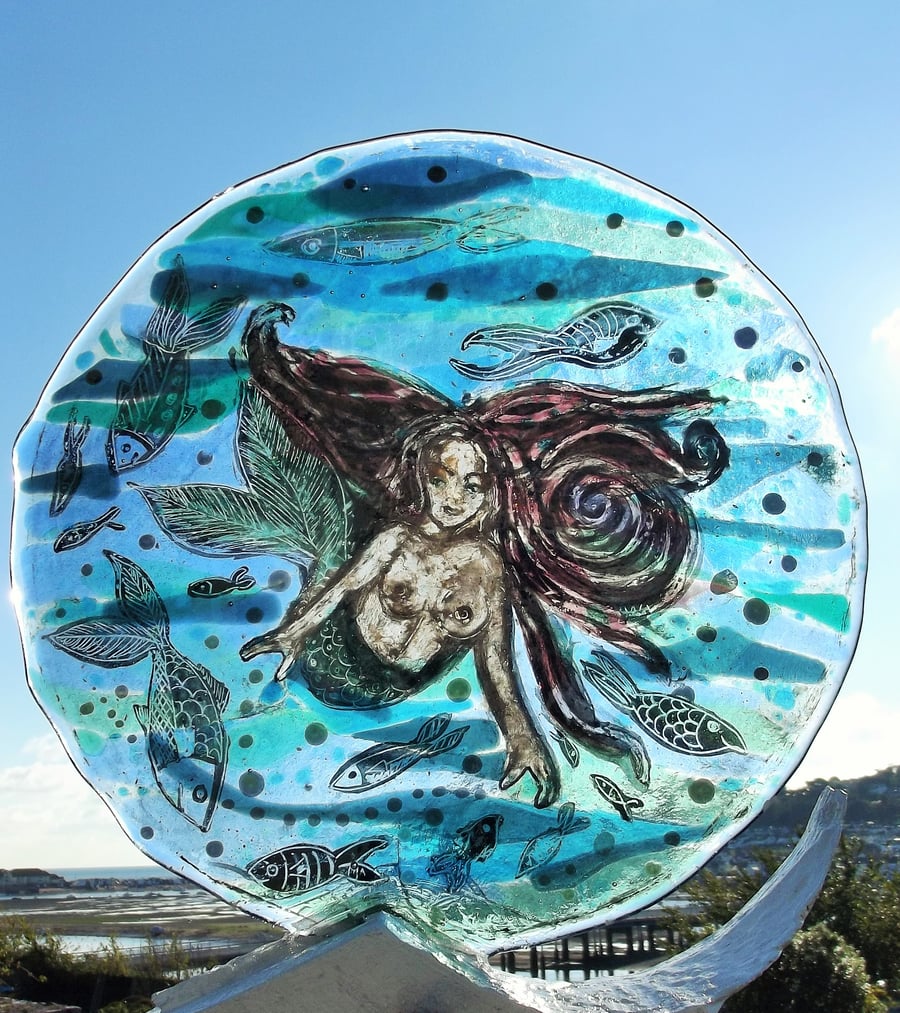 Mermaid - Contemporary Cast glass Sculpture