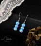 Blue Nebula Opal Bead Hook 925 Sterling Silver Earrings