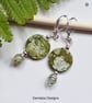 Designer Prehnite & Printed Shell Hoogie Earrings Silver Plated - Image 5