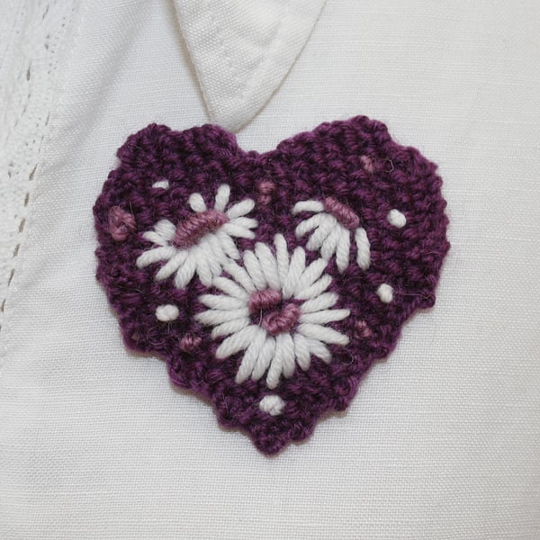 Embroidered Brooch - Purple Heart