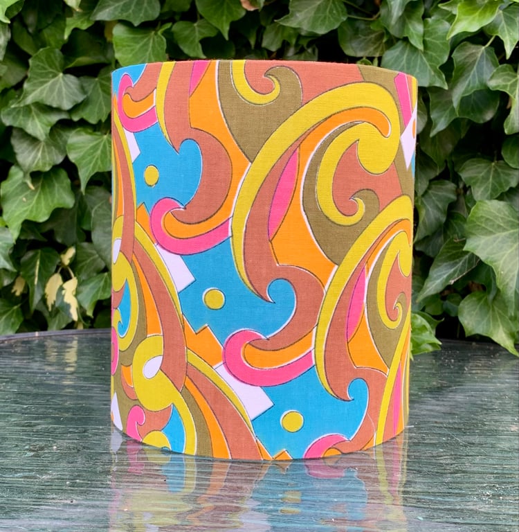 FUNKY Abstract Multicolour 60s 70s Vintage Fabric Lampshade option 