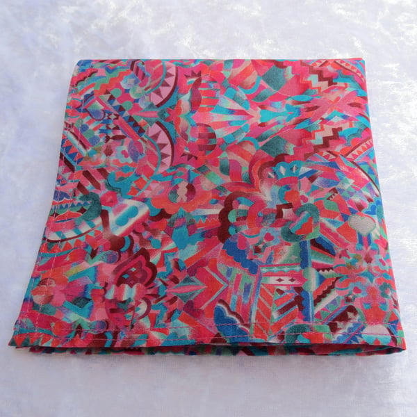 Liberty Lawn handkerchief. Abstract design. Cotton handkerchief.