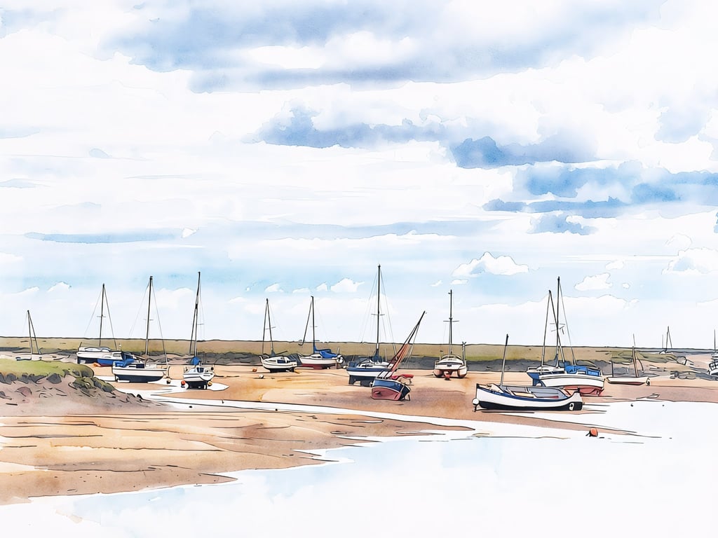 Wells-Next-The-Sea Greeting Card A5 Boats High Tide 