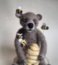 Needle felted bear, Bear with beehive, Bumble bees, OOAK ornament, Handmade - Image 2