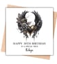 Gothic Floral Black Heart Happy Birthday Card