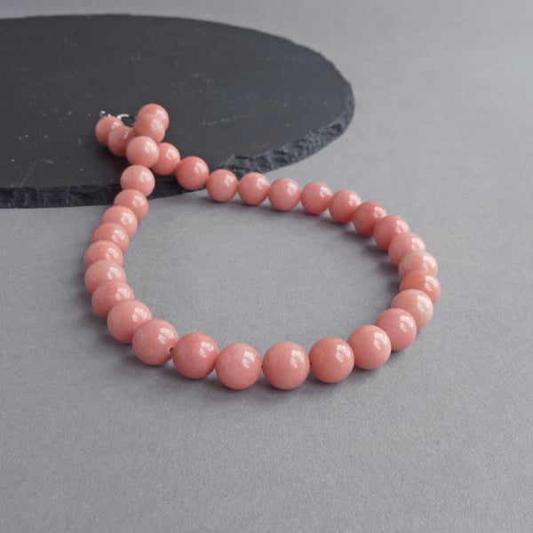 Chunky Dusky PInk Necklace - Rose Pink Stone Bead Jewellery - Gifts for Women