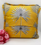  Vibrant Yellow botanical pleated cushion cover.   - Image 2