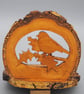 Christmas Decoration - Wood Slice Tea Light Stand 'Christmas Robin' - Image 1