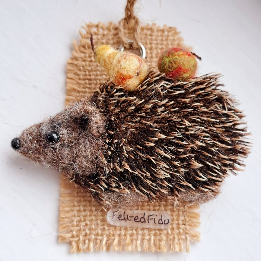 Needle Felted Hedgehog Brooch 