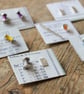 Needle and button earrings, silver earrings, asymmetrical earrings - Image 3