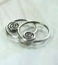 Silver Sleeper Hoops with Celtic Spiral Sideways 