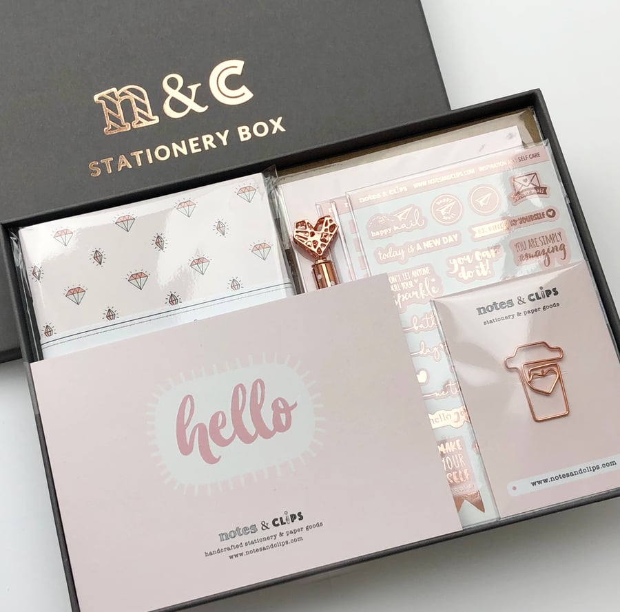 Blush Pink & Rose Gold Stationery Box