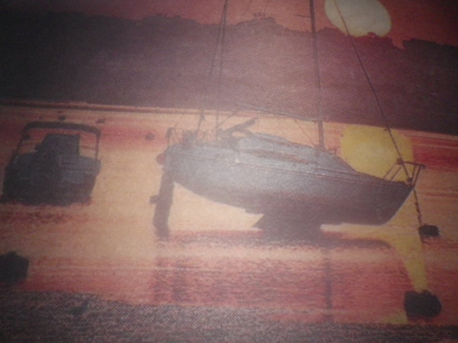  Harbour At Dawn A4 unframed, mounted,free hook & easel, free shipping, Ref 2478