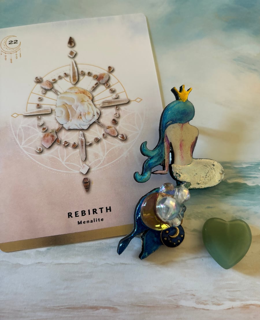 Mermaid sparkle bead brooch pin