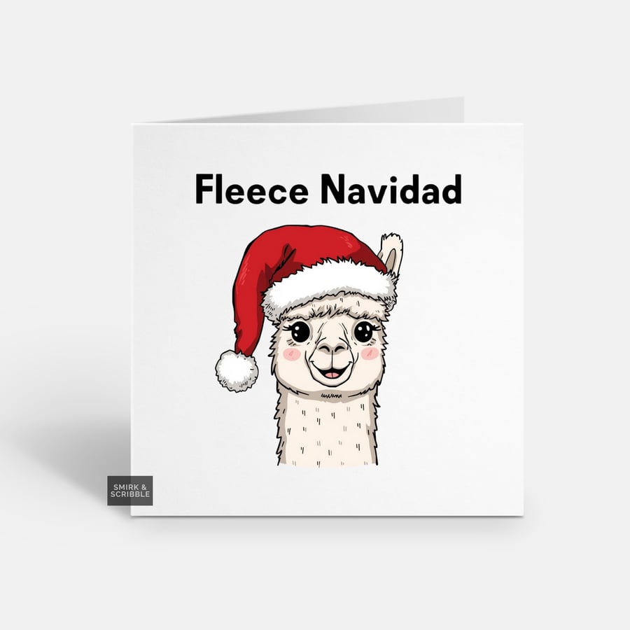 Unique Funny Christmas Card - Cute Xmas Greeting - Llama