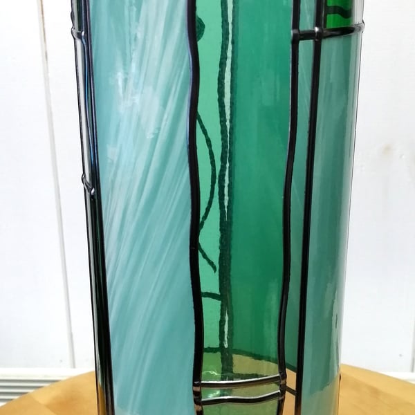 Sea Glass Green Stained Glass Effect Flower Vase 30cm Tall