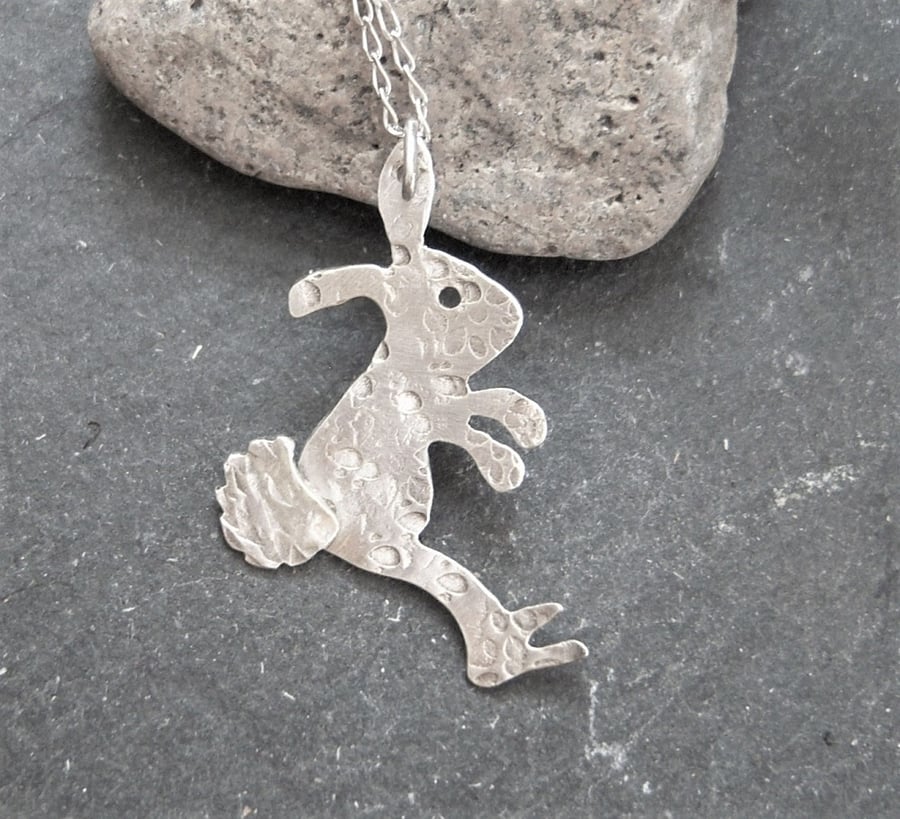Bunny rabbit pendant in sterling silver