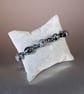 Bracelet Snowflake Obsidian and Sterling Silver Stretchy handmade - Image 7