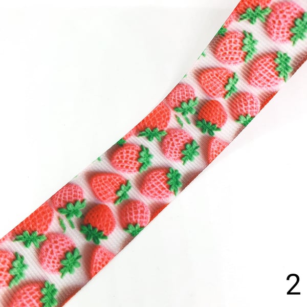 1 Yard Strawberry Grossgrain Ribbon 25mm for Bow Making, Hair Accessories, Etc