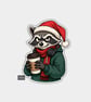 Funny Christmas Sticker Vinyl Xmas Decal For Adults - Raccoon In Hoodie