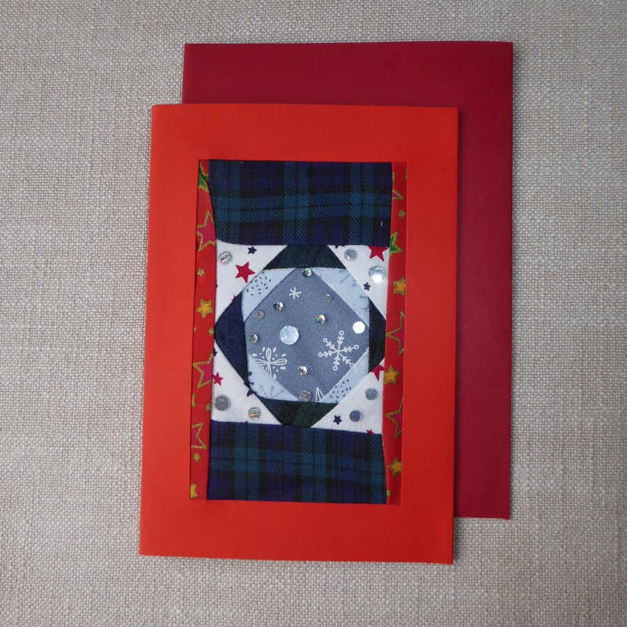 Individually Hand Crafted Textile Christmas Blank Card