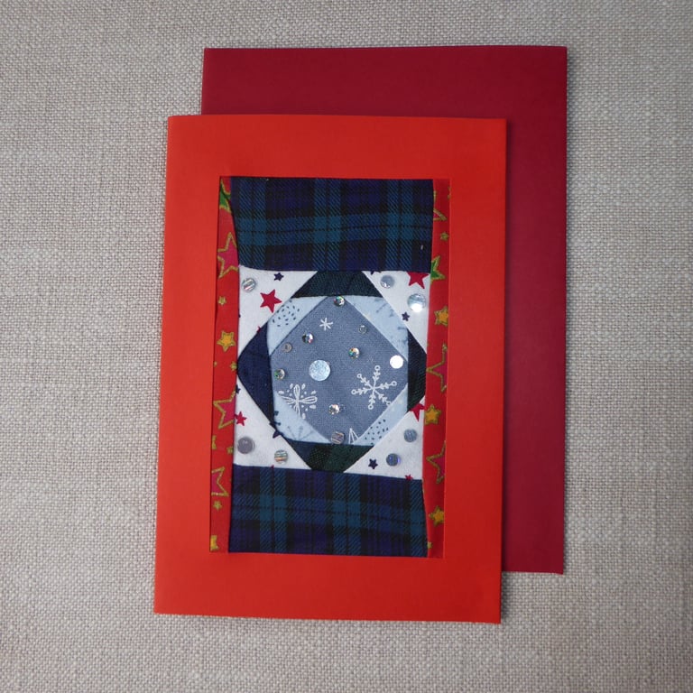 Individually Hand Crafted Textile Christmas Blank Card