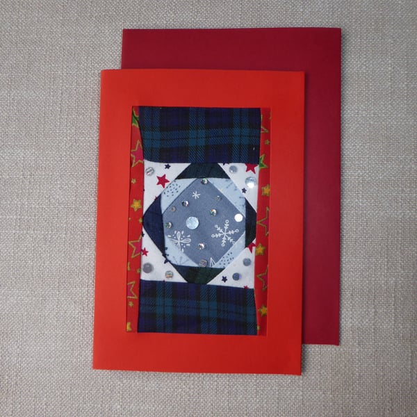 Individually Hand Crafted Textile Christmas Blank Card