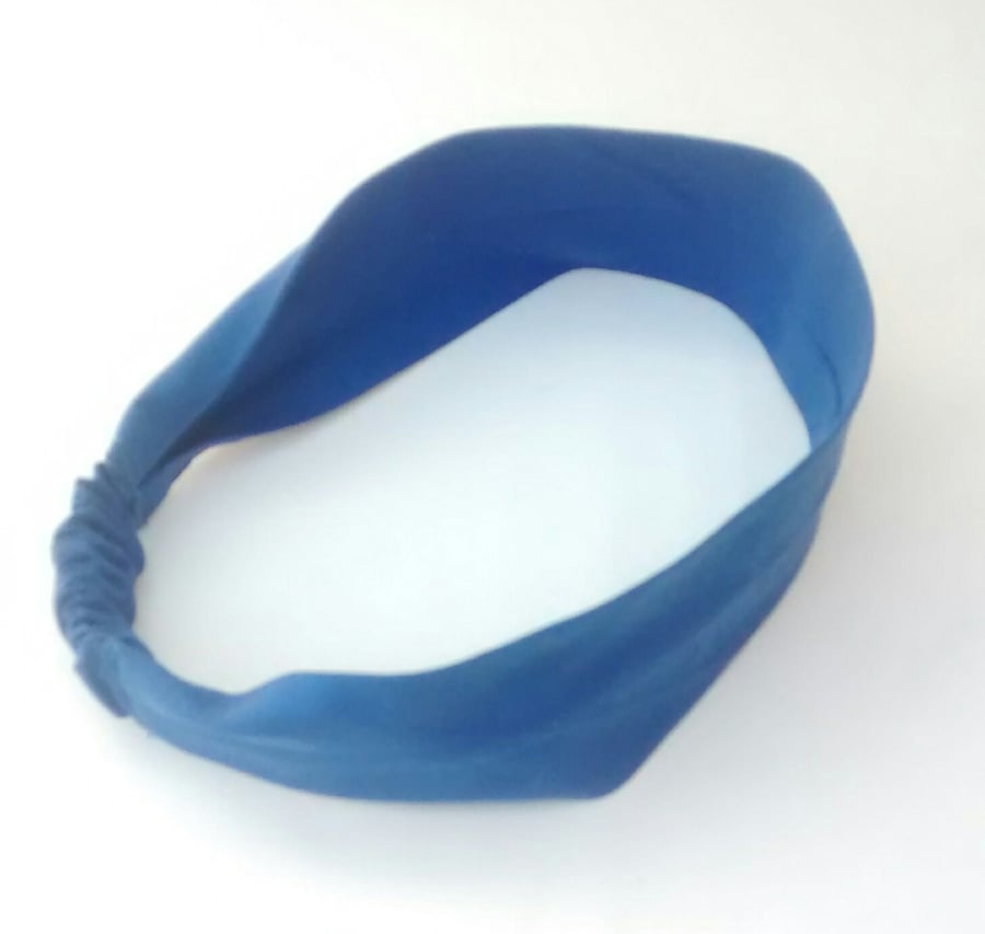 Hair Band, Blue Cotton Headband for Women