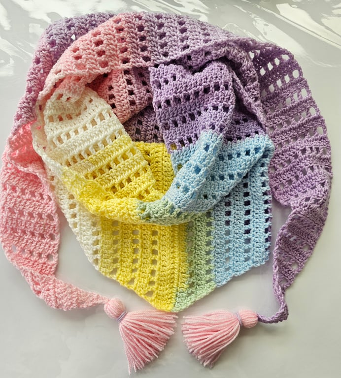 Multi coloured pastel triangle scarf 