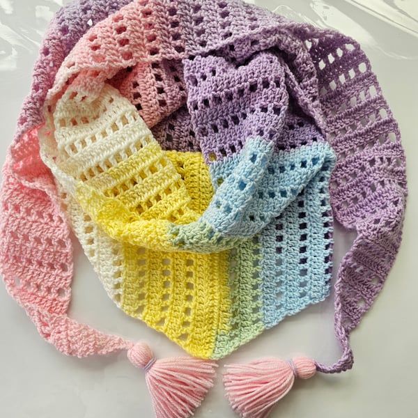 Multi coloured pastel triangle scarf 