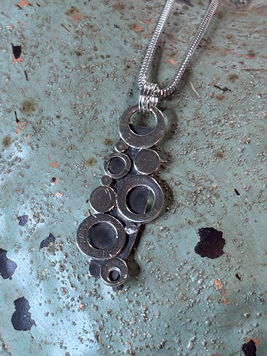 Handmade Fine Silver Pendant on sterling chain FREE UK POSTAGE