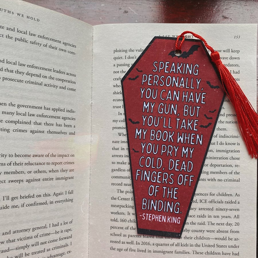 Coffin Shaped Constant Reader Stephen King Inspired Quote Tasseled Bookmark