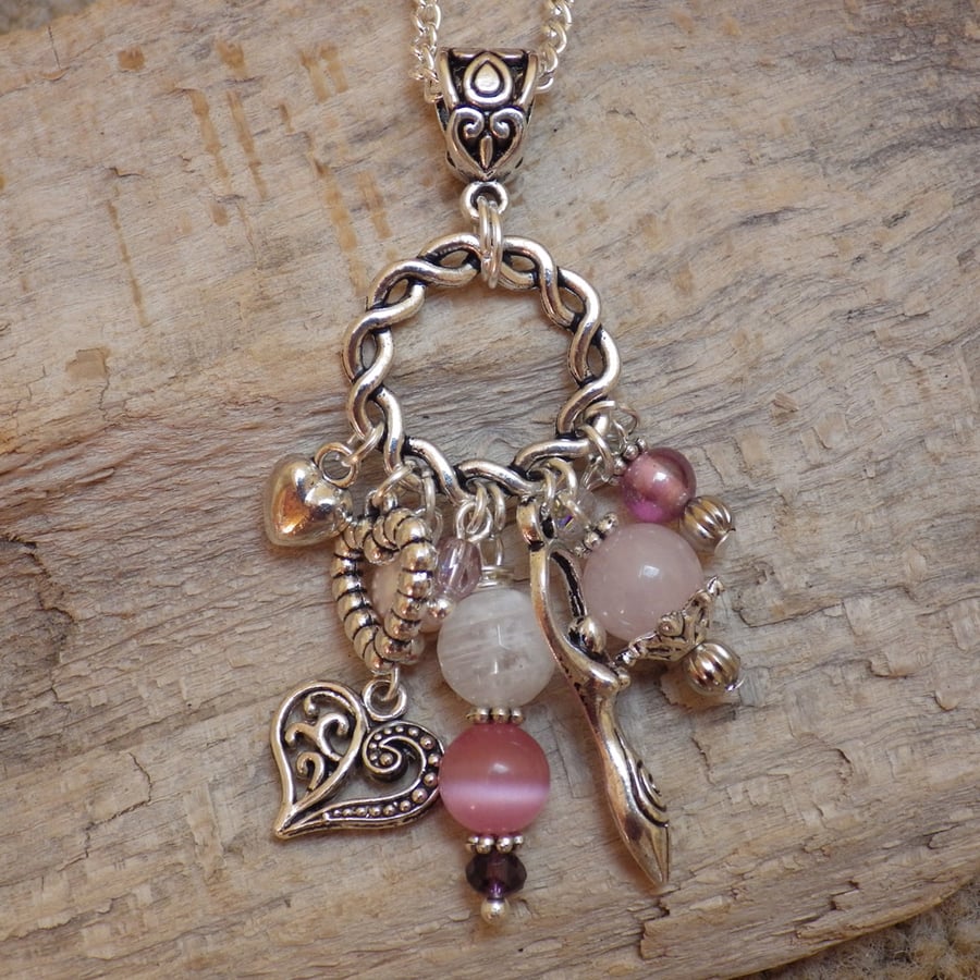 Celtic Love Talisman, Goddess Aine Cluster Pendant Necklace