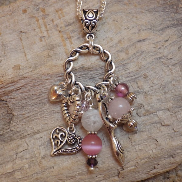 Celtic Love Talisman, Goddess Aine Cluster Pendant Necklace